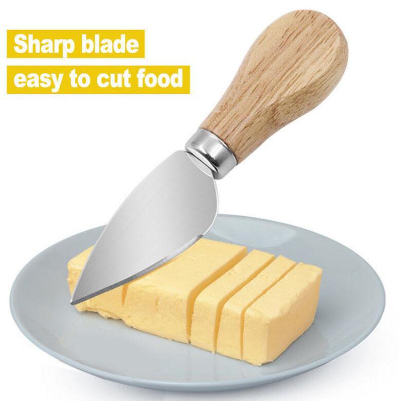Stainless Steel Cheese Knives Oak Handle Cheese Cutter Cheese Board Butter Spatula Kitchen Cheese Tools