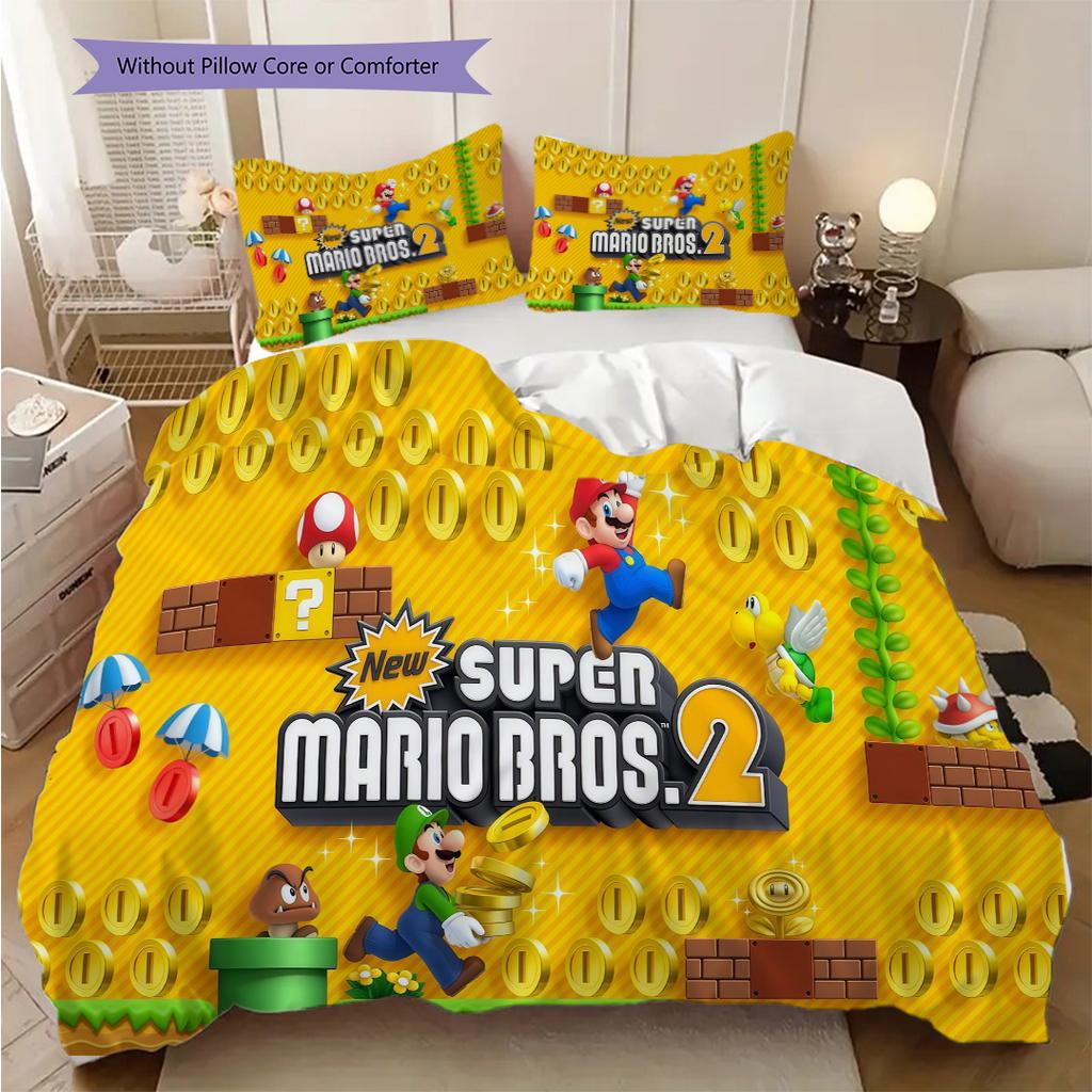 Super Mario Adventure Set Threepiece Set 1 Duvet Cover 2 Pillowcase Without Core Duvet Cover And Pillowcase Soft And Comfortable