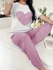 Four Season Style Love European and American Soft and Skin Friendly Comfortable Home Clothes, Long and Short Two-piece Set Pajamas