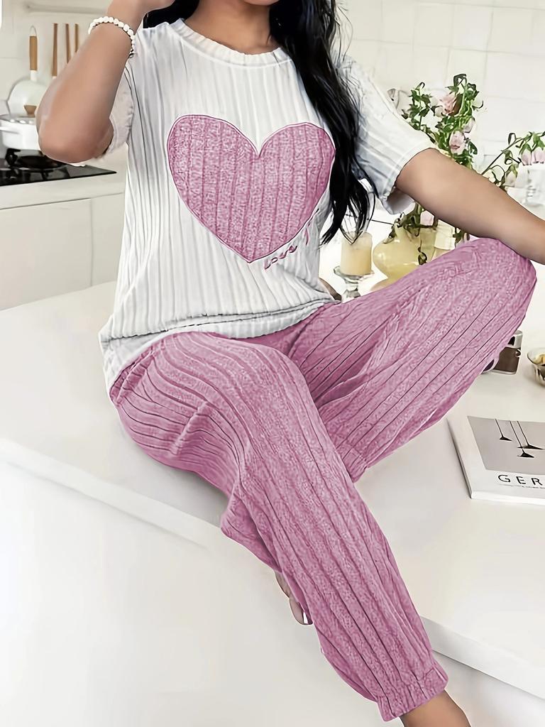 Four Season Style Love European and American Soft and Skin Friendly Comfortable Home Clothes, Long and Short Two-piece Set Pajamas