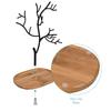 Navaris Tree-Shaped Accessory Stand/Trinket Tray - Multifunctional Bamboo Storage/Display for Watches, Earrings, and Rings - Black