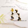 High-End Four-Leaf Clover Tassel Stud Earrings - Stainless Steel, Light Luxury Design
