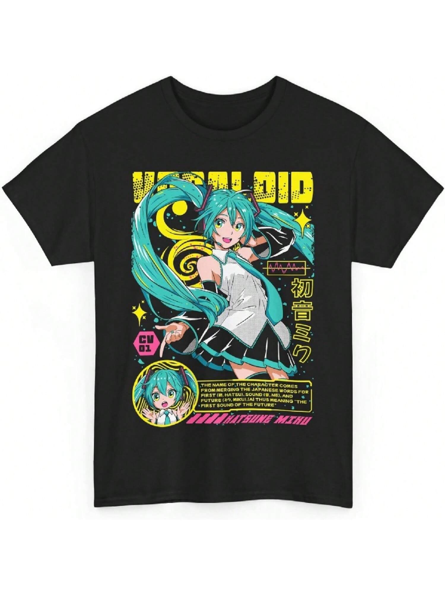 

New Hatsune Anime T-Shirt Miku Melodic Digital Diva Aesthetic Vovaloid Vibrant Style Vivid Pop Unisex T-Shirt XXXXXL чёрный