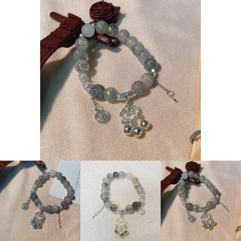 Elegant New Chinese Style Bracelet With Alloy Peace Lock Beads And Vintage Charm