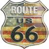 Vintage Route 66 Square Metal Tin Sign Garage Home Bar Decor 20x20cm