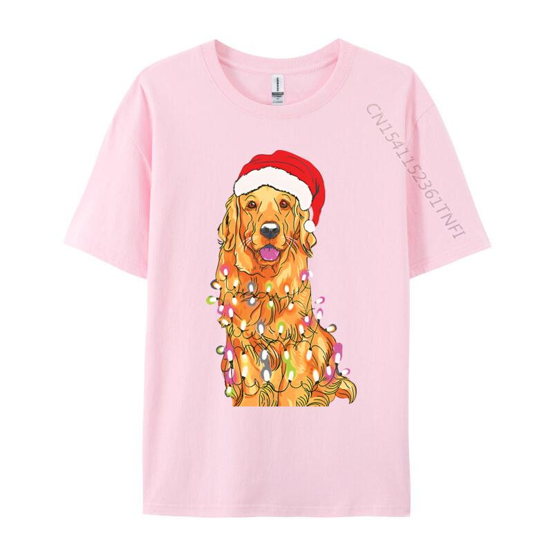 Christmas Pajama Golden Retriever Tshirts Cotton High Street Teeshirt Hip Hop Men Top Tshirts 3D Style