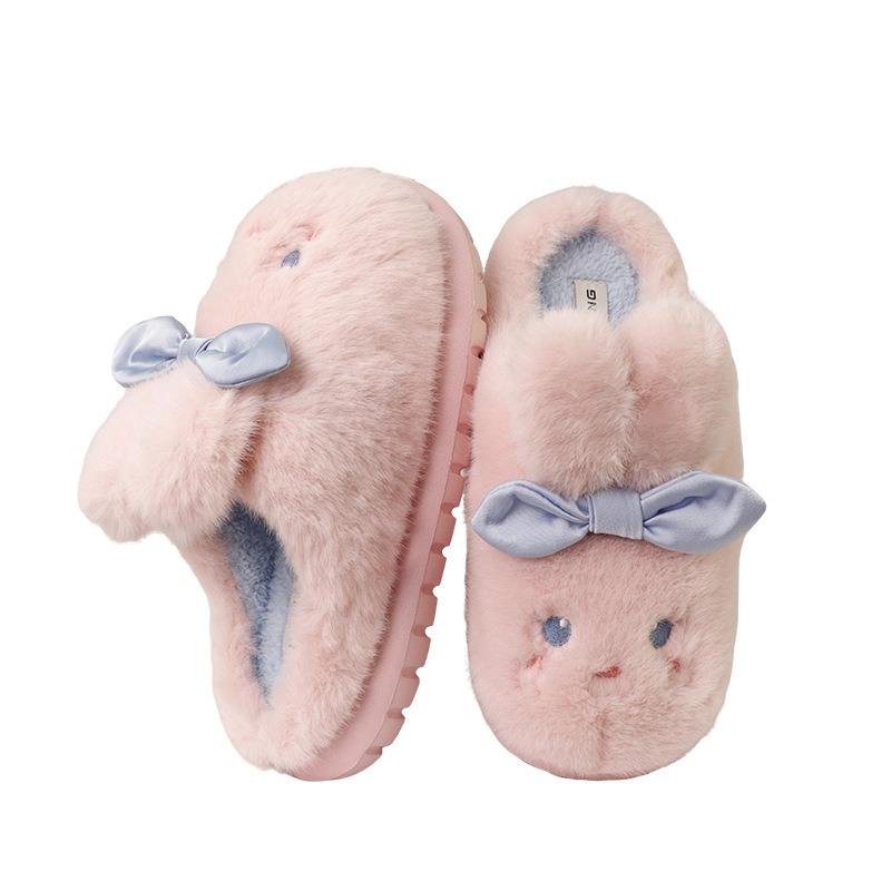 Di Sheng men and women couples autumn and winter bow tie rabbit bear girl heart home indoor warm plush cotton slippers