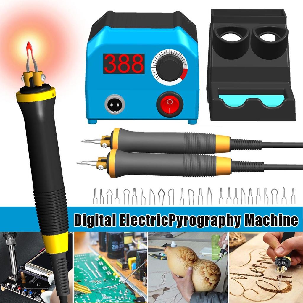 50W 220V  Pyrography Pen Burning Machine Multifunction Digital Gourd Wood Craft Pyrography Machine With 2Pen+24Tips