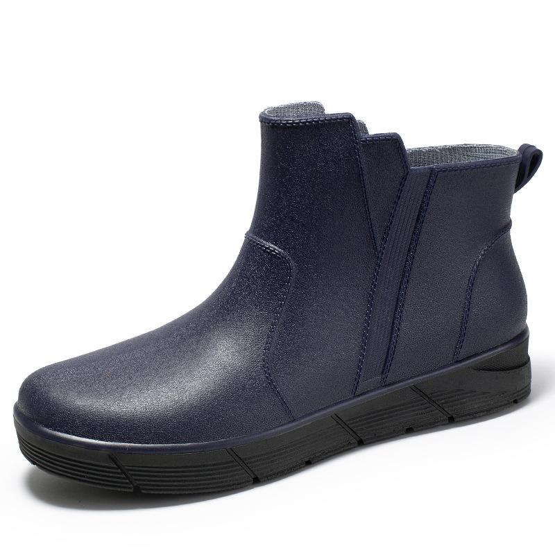 

Новые модные резиновые сапоги для дождя, мужские резиновые сапоги без застежек, осенние, водонепроницаемые, рабочие, короткие, мужские, галоши, ботильоны 44