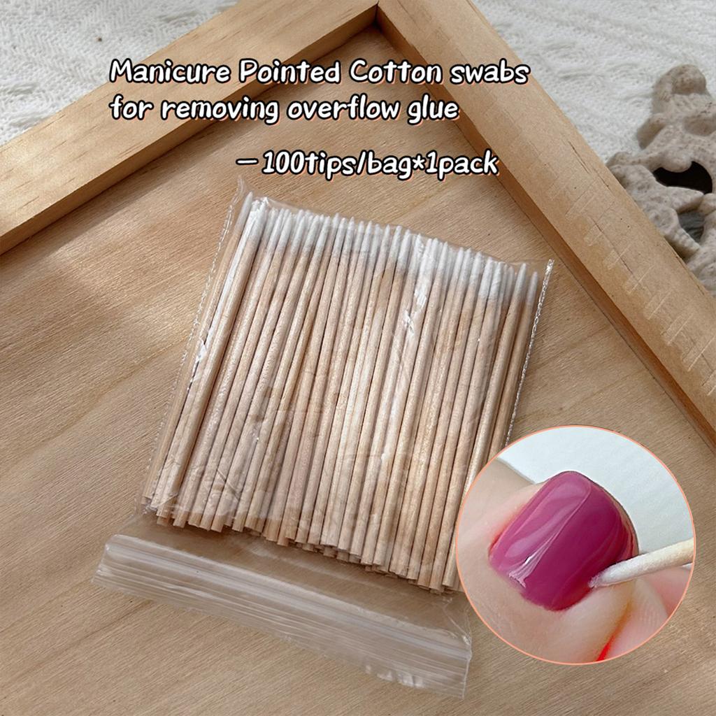 Wooden Sticks Cotton Swabs Nail Art Polish Cotton Tipped Applicators for Salon Home Makeup Tool