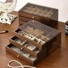 Walnut Multi-Layer Jewelry Box for Earrings, Rings, and Necklaces