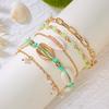 Vacation Style Metal Shell Crystal Beads Stackable Bracelets Set For Women Men Multilayer Bohemian Beach Bangle Summer Jewelry