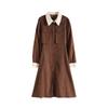 Maslan Vintage Color Block Lapel Dress