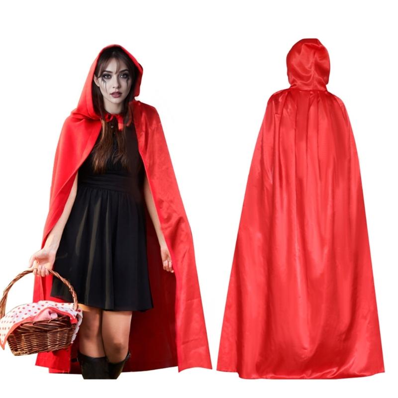 Halloween Hooded Cloak Hooded Robe Cloak Vampires Cosplay Cape 80cm/120cm/150cm Long Cape for Adult Kids