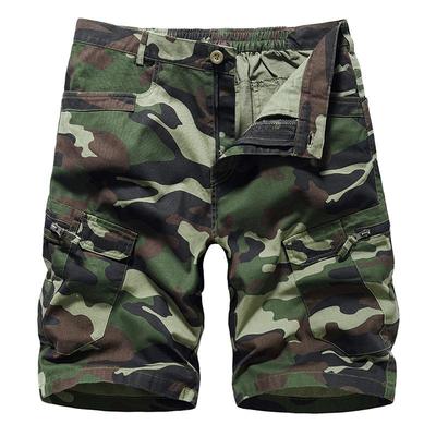 Short cargo multi-poches en coton sergé pour homme, coupe décontractée, motif camouflage, grande taille