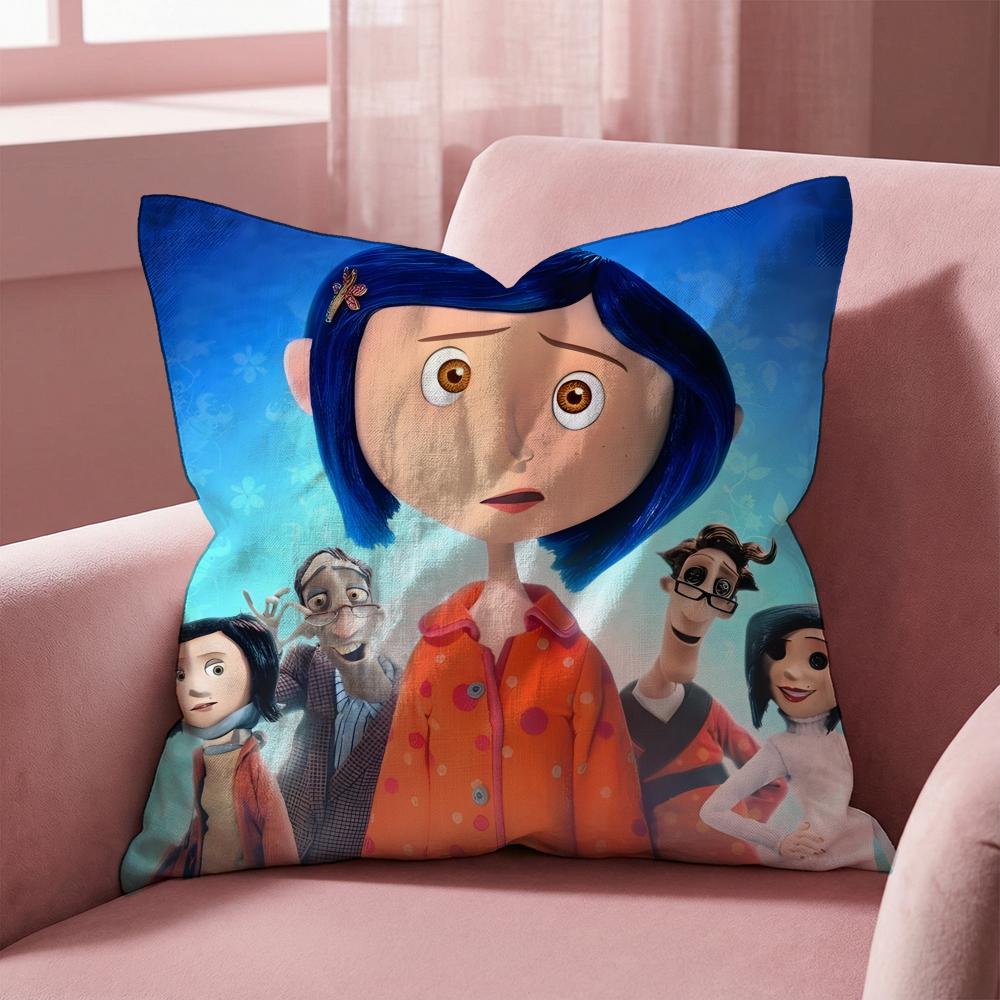 HOT Cartoon Coraline Cushion Cover MultiScene Pillow Cover for Home Car Reversible Soft Durable for Daily Use