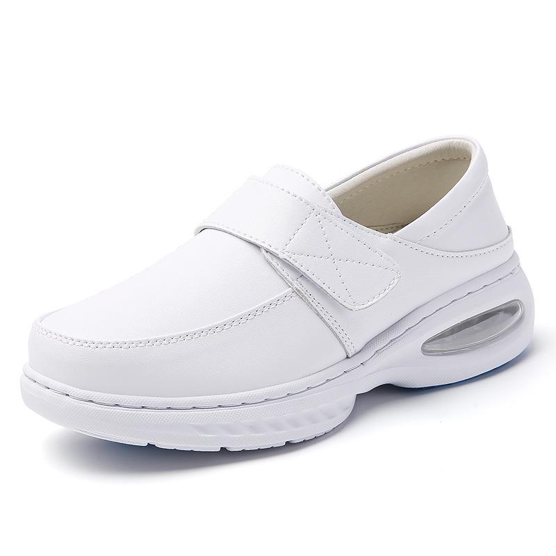Women's Soft Sole Breathable Nurse Shoes - Genuine Leather, Non-Slip Air Cushion, Thick Sole, Comfortable & Durable for Long Wear.