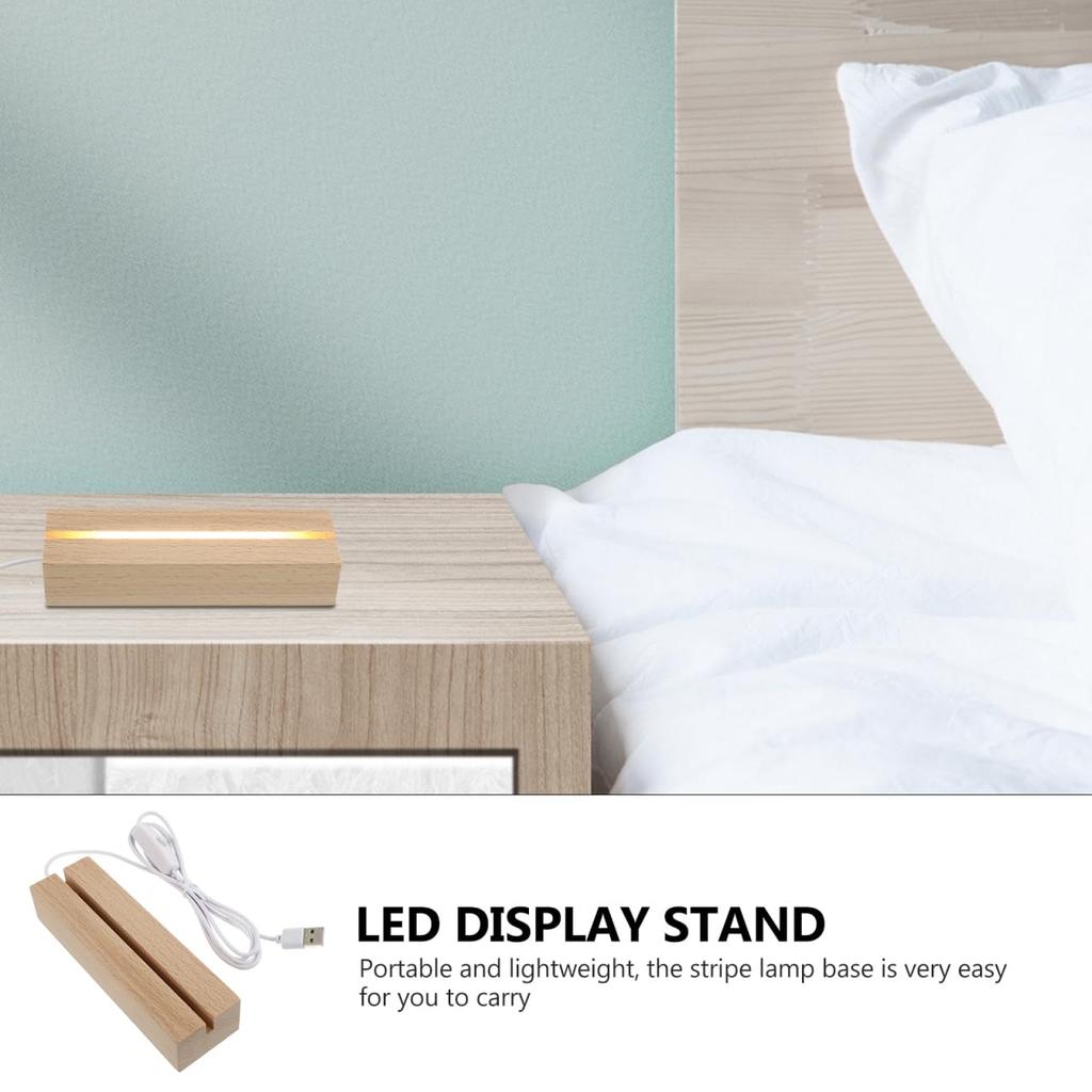 KESYOO Wooden LED Light Base, Set of 3, Made of Beech Wood, 6-inch, Lighting Stand, Base, USB Compatible, Home Use, Display Light Stand