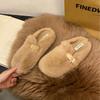 Mao Mao Slippers Women's Outer Wear 2025 New Autumn and Winter One-pedal Fashion Out Bag Head Half Drag Cotton Slippers Mao Mao Shoes