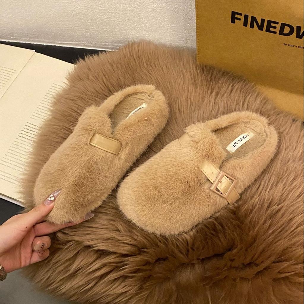 Mao Mao Slippers Women's Outer Wear 2025 New Autumn and Winter One-pedal Fashion Out Bag Head Half Drag Cotton Slippers Mao Mao Shoes