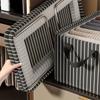 47*28*20cm1pc High-capacity Foldable Clothing Storage Box with Handle,home&dormitory Pants Wardrobe Sorting Storage Stripe Basket.