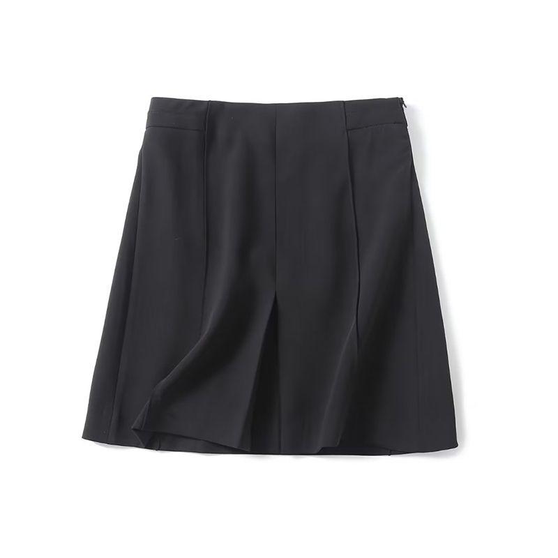 

MD Women s New French Pleated Design Mid-Waist Black Dress Mini Skirt Skirt 05219633800 Black M