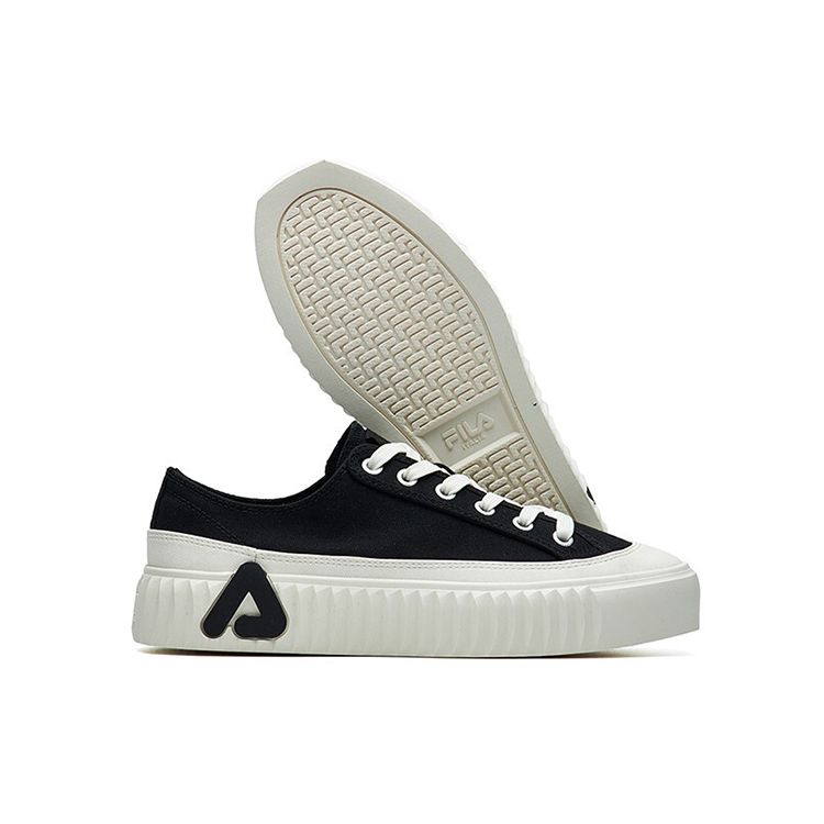 Fila Gear Canvas Slip Resistant Durable Lightweight Low Top Skate Shoes Women Sneakers Black F12W124342FBK