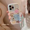 Applicable To IPhone 16 Mobile Phone Case Apple 13 Graffiti Pink Blue Puppy Bracelet 14 ProMax Cute 12 Magnetic 15