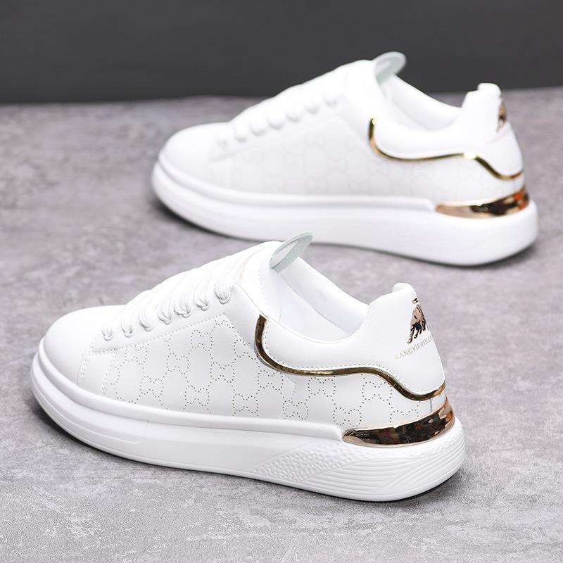 McQueen leather thick sole heightening breathable casual couple board shoes KY21121 comfortable muffin 35