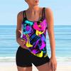 Women's Shoulder Strap Swimsuit Blue Beautiful Cashew Print Bikini Tankini Swimsuit