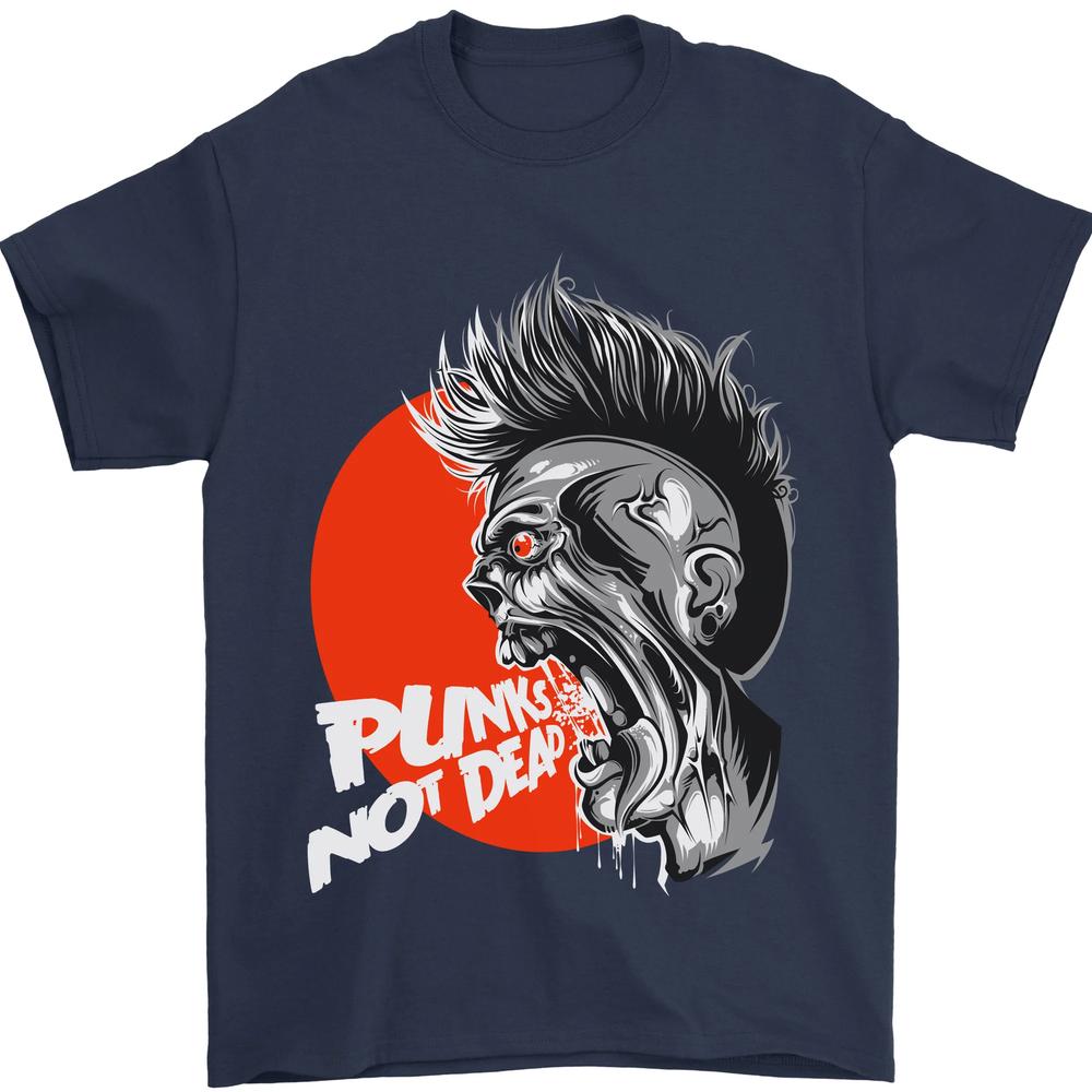 Punks Not Dead Koszulka Unisex Rockowa z Czaszką 100% Bawełna