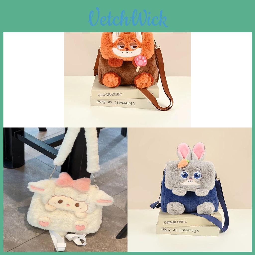 Cartoon Bunny Plush Shoulder Bag For Women With Large Capacity And Cozy Design For Daily Use