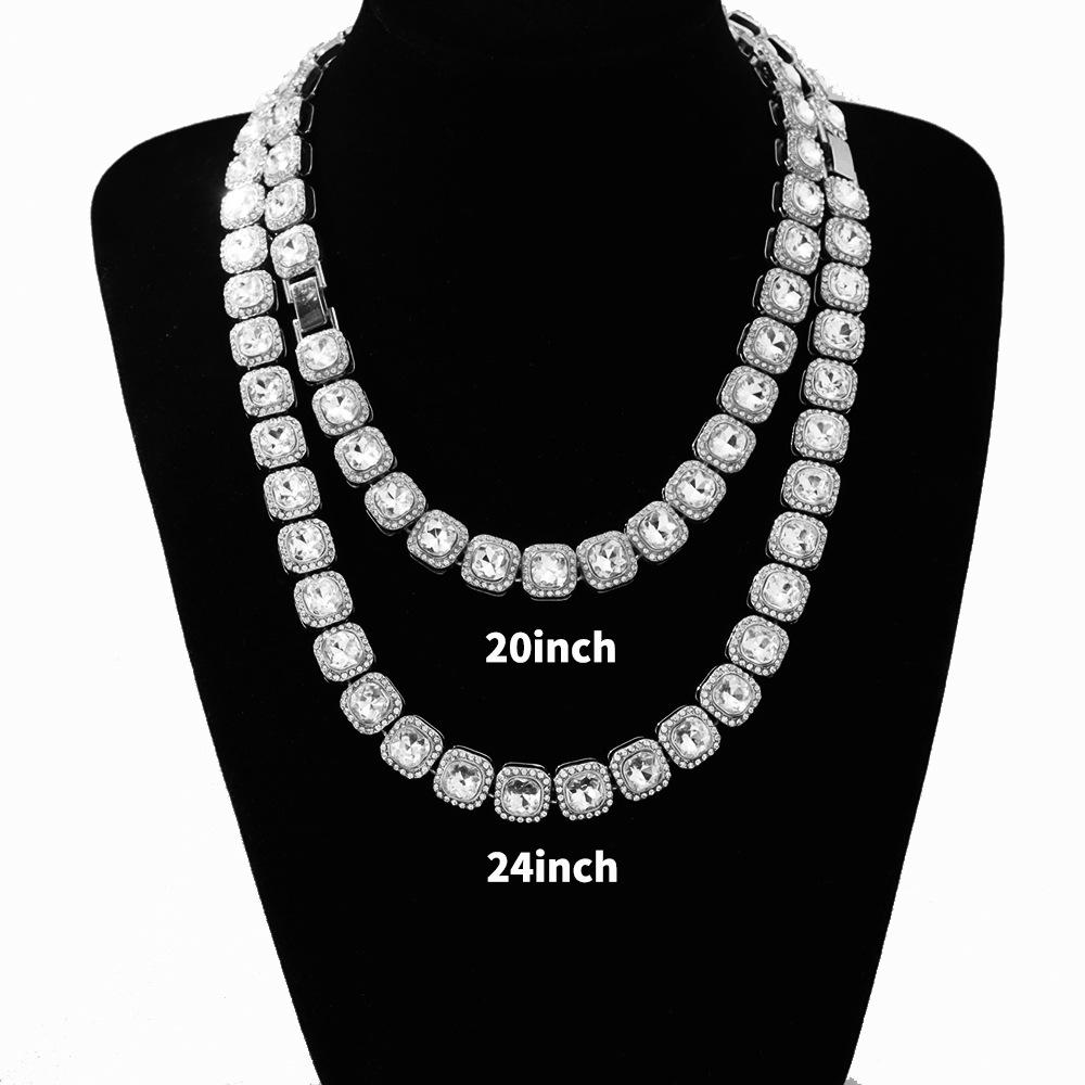 13mm Rock Candy Full Diamond Clavicle Necklace - Men's Geometric Punk Hip-hop Accessory