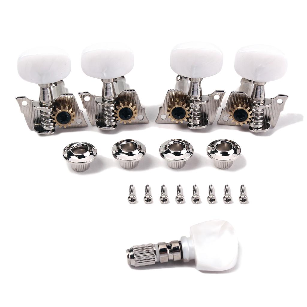 Ukulele 4 String Left and Right Hand Guitar Tuning Peg Keys Guitar Tuners Machine Head - Small White Oval Concave Button