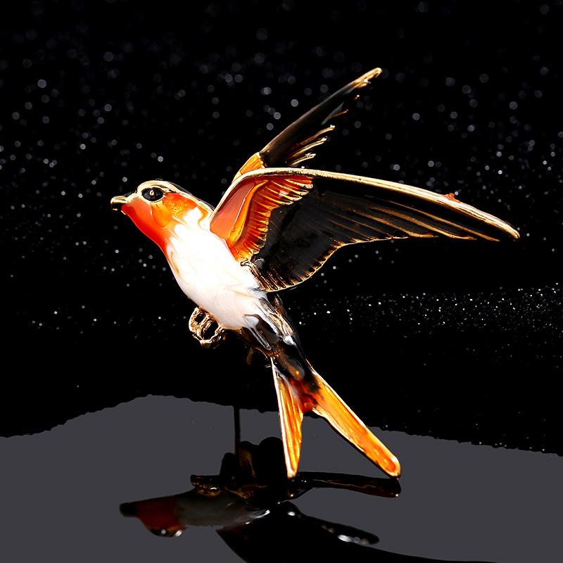 

Cute Animal Bird Dripping Oil Anti-shine High-end Accessory Brooch помаранчевий