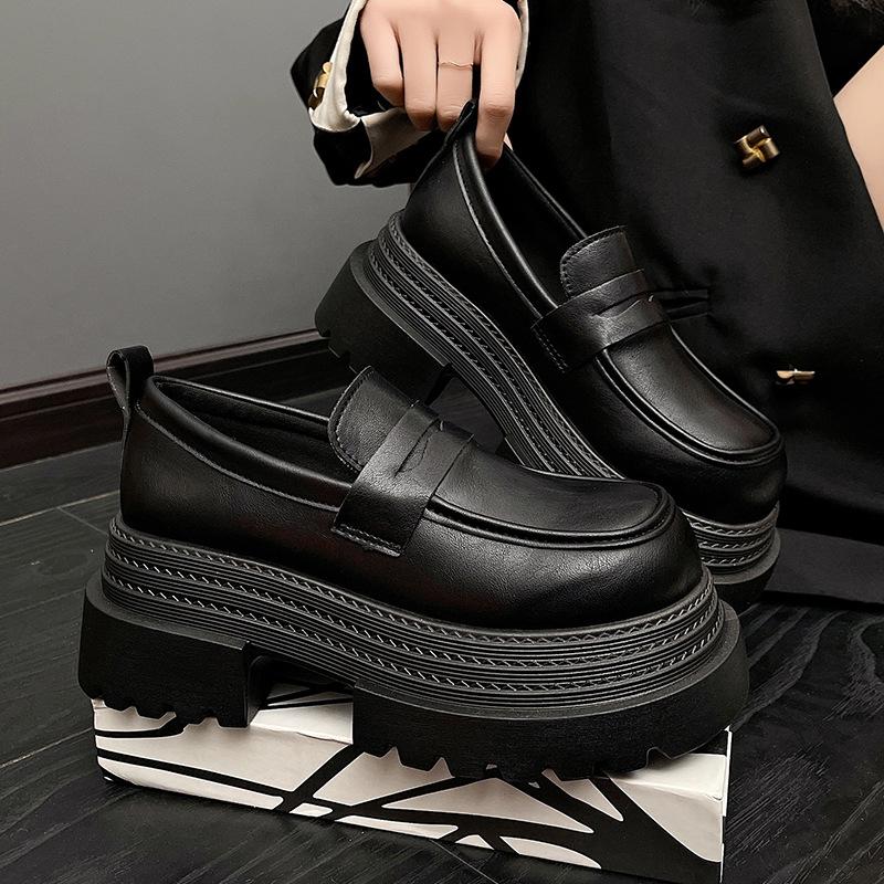 Retro versatile platform small leather shoes women's 2025 new spring and autumn one-pedal British style loafer shoes jk with skirt
