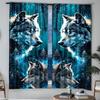 2 Pieces of Snow Wolf King Printed Curtains, Pole Bag Curtains, Home Decoration, Room Decoration