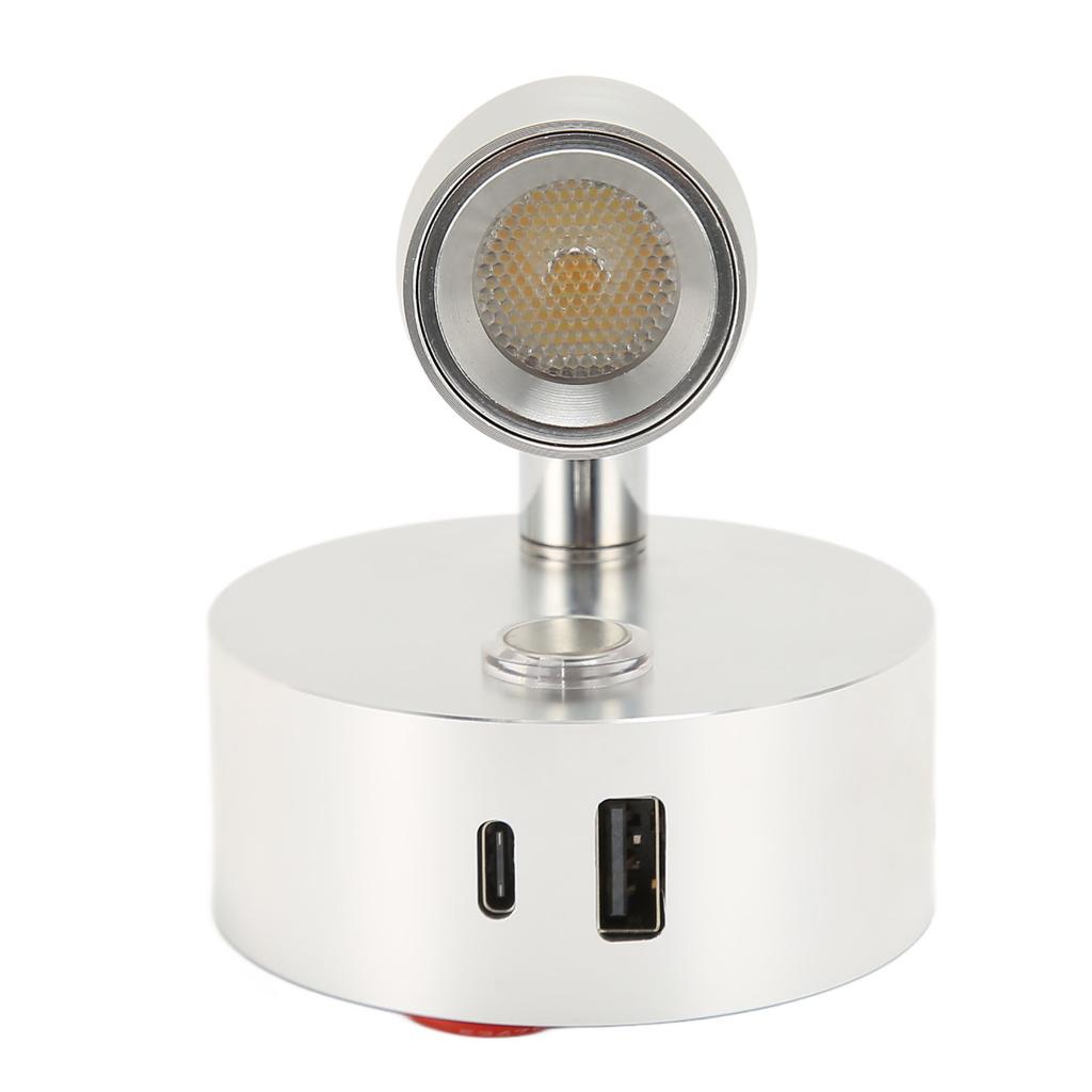 RV Leselampe mit USB Typ C Anschluss Blaues Nachtlicht 3 Farben Dimmbar Bootsleselampe Poliert