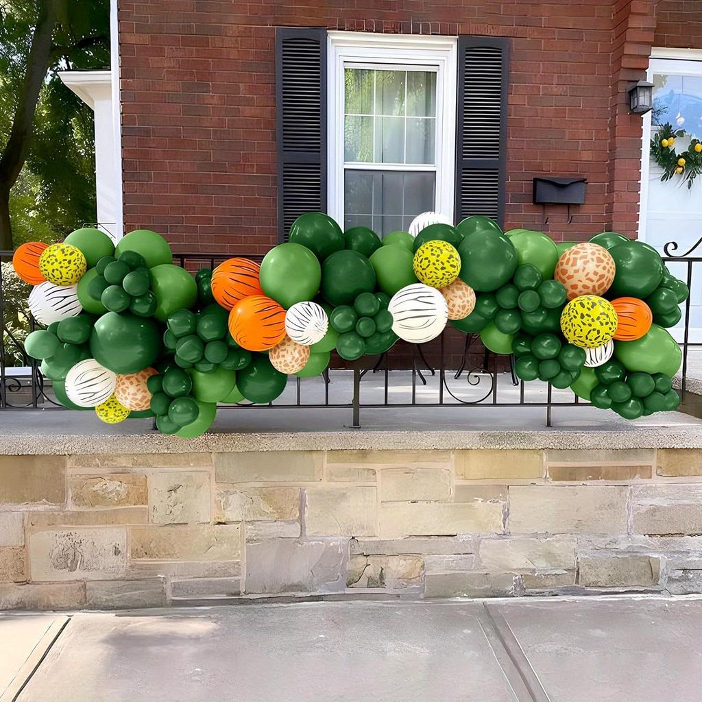Set de 47 ballons Safari Jungle 30 cm Ballons Imprimé Animalier 25 cm Ballons Confettis Vert Doré Décoration Fête d'Anniversaire