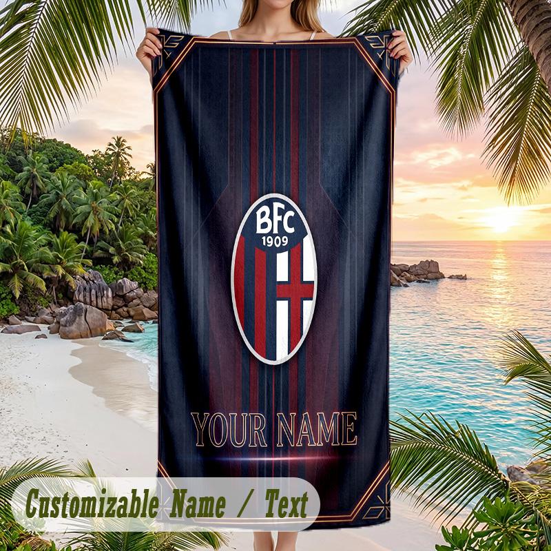 Beach Towel Bologna FC Print Custom Name Text Soft Towel for Swimming Pool