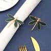 2/4Pcs Green Oil Dripping Dragonfly Home Decoration Hotel Napkin Ring Fashion Insect Napkin Ring New Metal Napkin Ring