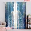 2pcs,2D Plane Printing Pattern Curtains Majestic Peacocks(1) Polyester Fabric (without Rod) Home Decor Perfect for Living Room,