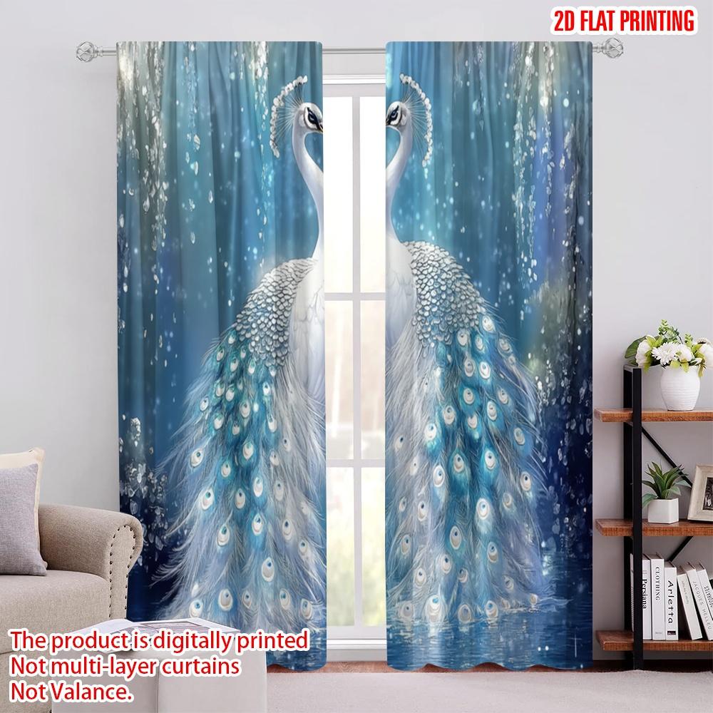 

2pcs,2D plane printing Pattern Curtains Majestic Peacocks(1) Polyester Fabric (without rod) Home Decor Perfect for Living Room, 52.50 × 116.00 cm 2 pcs