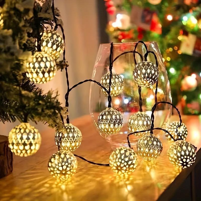 LED Moroccan Hollow Metal Ball String Lights Solar Powered-Perfect for Wedding,Party,Birthday,Garden/Yard Outdoor Decorative/decor for room