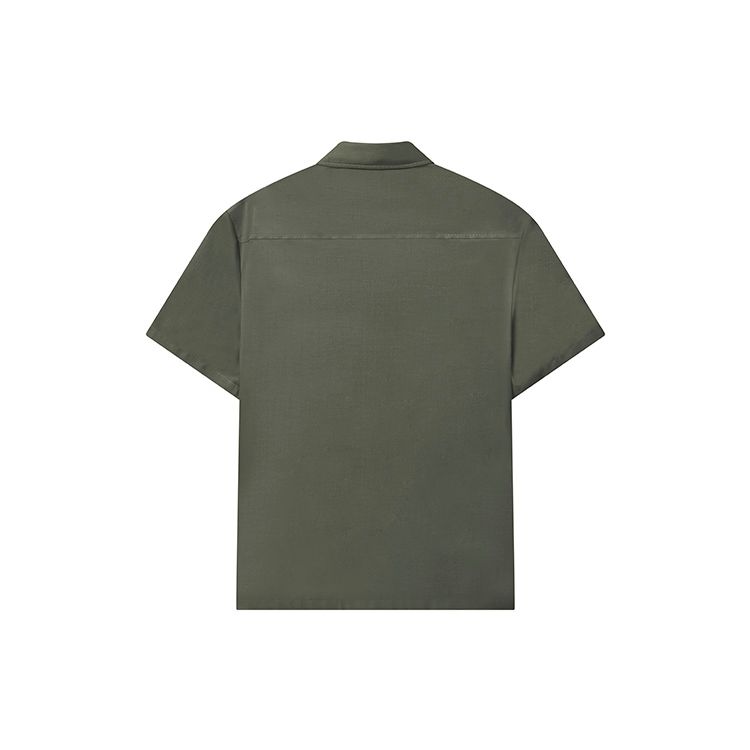 Fila Loose Casual Woven Solid Color Logo Short Sleeve Shirt Men Shirts Jade-Green F11M238403F-KK