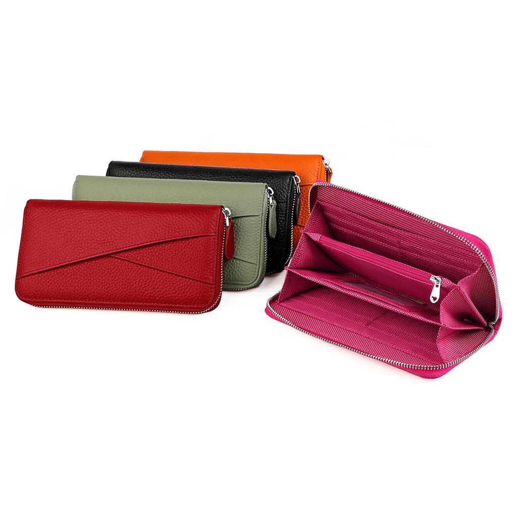 Womens Wallet RFID Leather Zip Around Wallet Large Capacity Minimalist Wallets Clutch Travel Credit Card Long Purse for Women