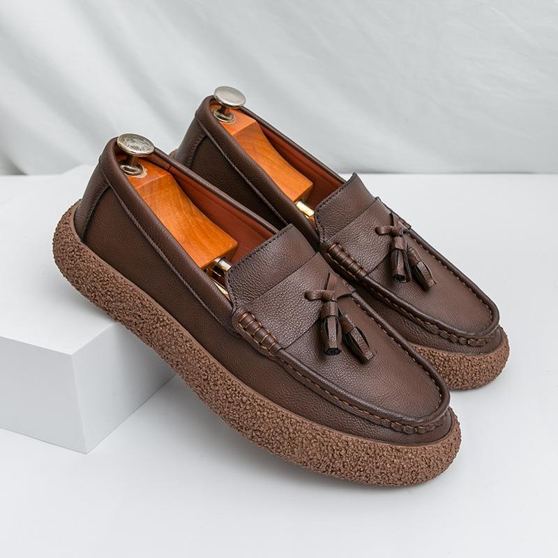 

Business casual leather shoes new one-pedal soft-soled lazy fringed beanie shoes casual loafers men 44