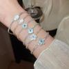 Elegant Geometric Zircon Mother-of-Pearl Flower Bracelet: Luxury Hand Jewelry for Women