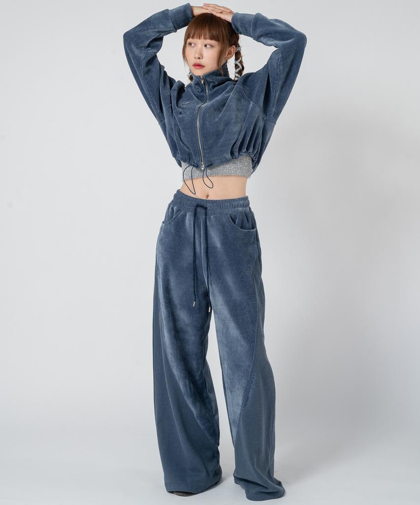 UNUSUALNORMAL Martin Velvet Wide Pants_Navy