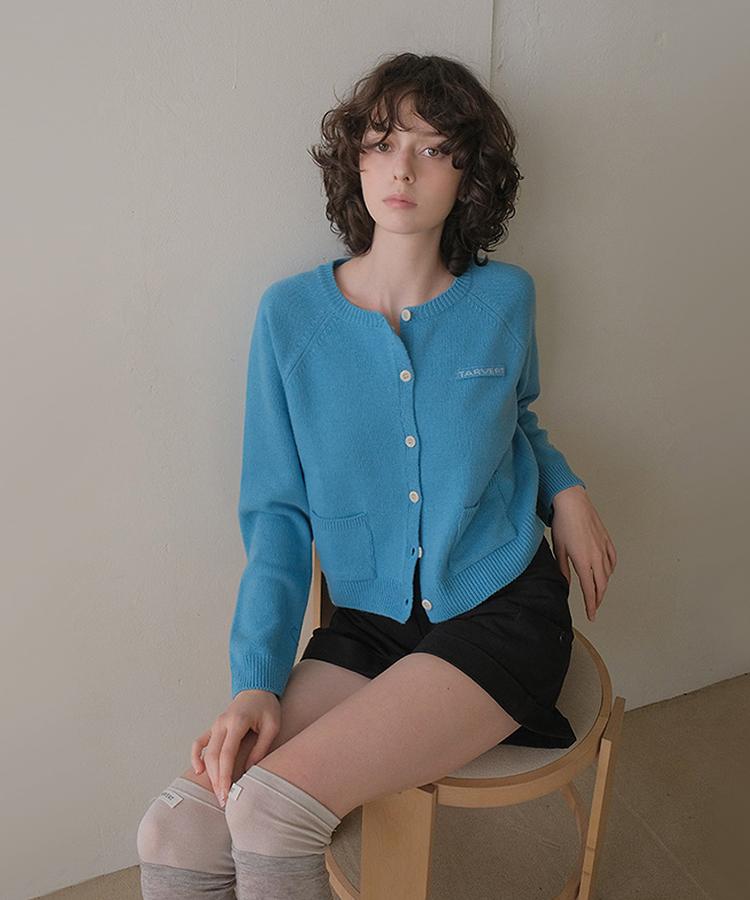 Tabert Summit Round Knit Cardigan - Aqua Blue Aqua Blue/Free